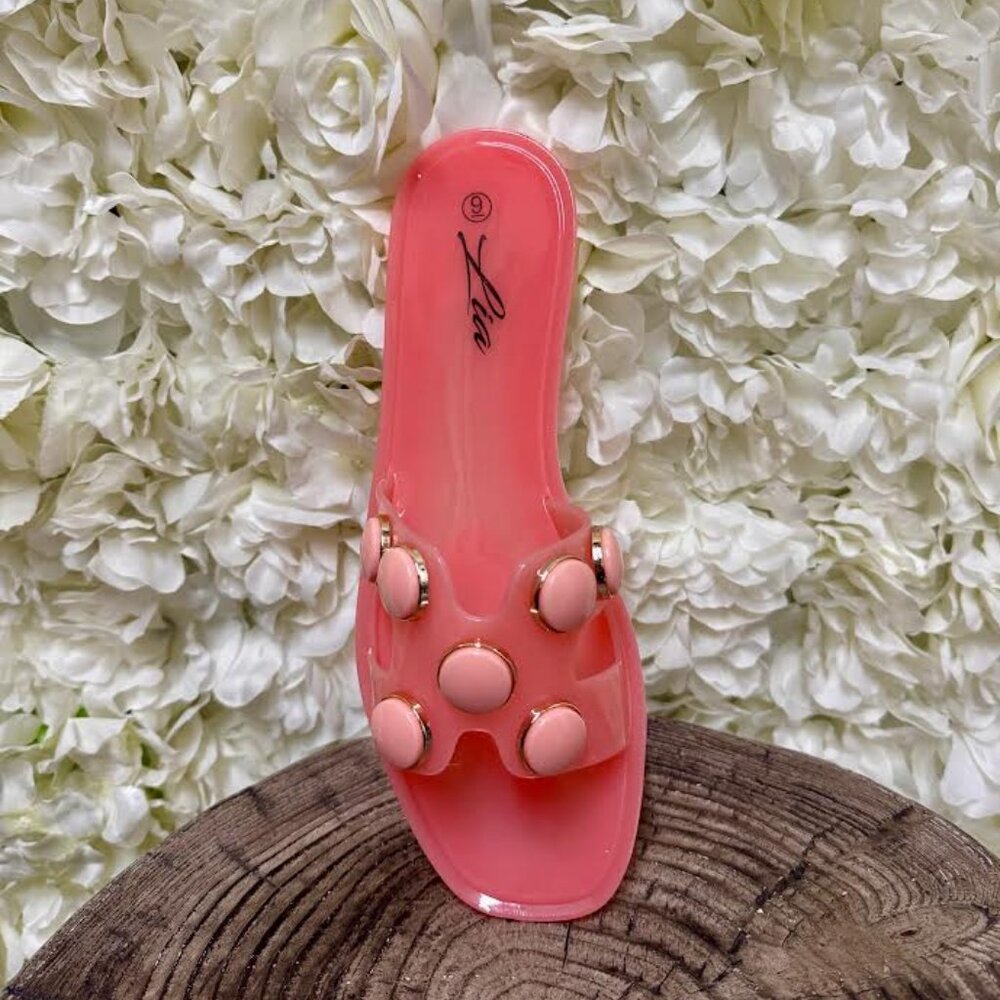 Pink Jelly Sandals with Pink Circle Bead Detailing